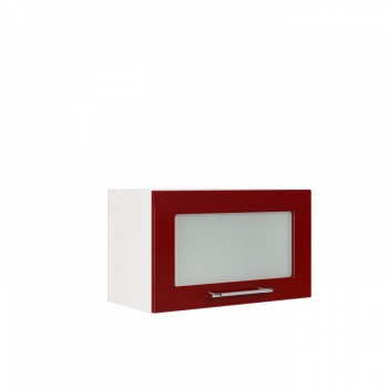 Бруклин ШВГС 600 Шкаф верхний горизонтальный со стеклом (Бетон белый/корпус Белый) в Пушном - pushnoj.mebel54.com | фото