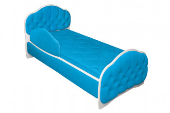 Кровать 170 Гармония 84 Ярко-голубой (мягкий бортик) в Пушном - pushnoj.mebel54.com | фото