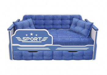 Кровать 170 серии Спорт 2 ящика 85 Синий (подушки) в Пушном - pushnoj.mebel54.com | фото