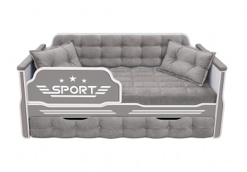 Кровать 180 серии Спорт 1 ящик 45 Серый (подушки) в Пушном - pushnoj.mebel54.com | фото