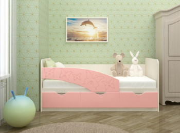 Кровать Бабочки 1,8м (Розовый металлик) в Пушном - pushnoj.mebel54.com | фото