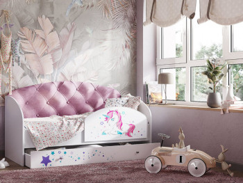 Кровать детская Звездочка Белый/Розовый в Пушном - pushnoj.mebel54.com | фото