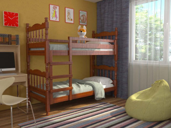 Кровать двухъярусная Соня из массива сосны 800*1890 Орех в Пушном - pushnoj.mebel54.com | фото