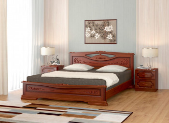 Кровать Карина-7 из массива сосны 1400*2000 Орех в Пушном - pushnoj.mebel54.com | фото