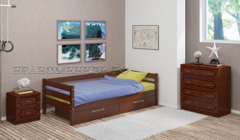 Кровать одинарная ГЛОРИЯ из массива сосны  900*2000 (Орех) в Пушном - pushnoj.mebel54.com | фото