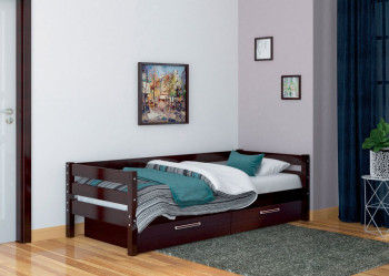 Кровать одинарная ГЛОРИЯ из массива сосны  900*2000 (Орех Тёмный) в Пушном - pushnoj.mebel54.com | фото