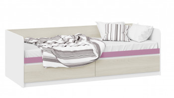 Кровать «Сканди» с 2 ящиками Дуб Гарден/Белый/Лиловый в Пушном - pushnoj.mebel54.com | фото