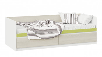 Кровать «Сканди» с 2 ящиками Дуб Гарден/Белый/Зеленый в Пушном - pushnoj.mebel54.com | фото