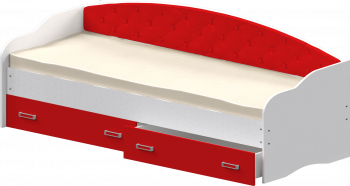 Кровать Софа-7 с мягкой спинкой (800х1900) Белый/Красный в Пушном - pushnoj.mebel54.com | фото