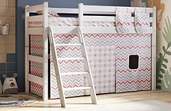 Кровать Соня вариант 6 полувысокая с наклонной лестницей Белый полупрозрачный в Пушном - pushnoj.mebel54.com | фото