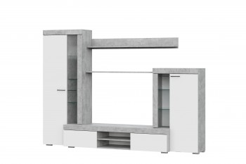 Мебель для гостиной МГС 5 Цемент светлый / Белый в Пушном - pushnoj.mebel54.com | фото
