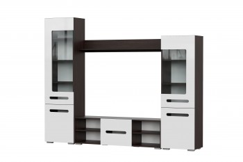 Мебель для гостиной МГС 6 (Исполнение 1/Венге/Белый глянец) в Пушном - pushnoj.mebel54.com | фото