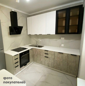 Модульная кухня Норд 1,6 м (Софт даймонд/Камень беж/Белый) в Пушном - pushnoj.mebel54.com | фото