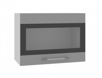 Норд ШВГС 600 Шкаф верхний горизонтальный со стеклом (Софт черный/корпус Белый) в Пушном - pushnoj.mebel54.com | фото