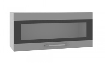 Норд ШВГС 800 Шкаф верхний горизонтальный со стеклом (Софт черный/корпус Белый) в Пушном - pushnoj.mebel54.com | фото