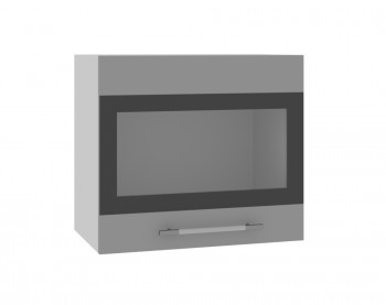Ройс ВПГСФ 500 Шкаф верхний горизонтальный со стеклом с фотопечатью высокий (Графит софт/корпус Серый) в Пушном - pushnoj.mebel54.com | фото