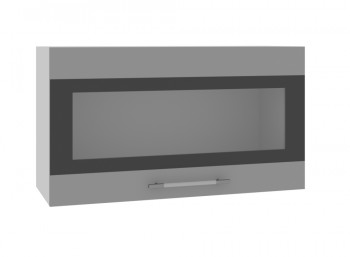 Ройс ВПГСФ 800 Шкаф верхний горизонтальный со стеклом с фотопечатью высокий (Графит софт/корпус Серый) в Пушном - pushnoj.mebel54.com | фото
