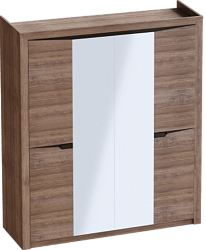 Шкаф четырехдверный Соренто с комплектом полок (3 шт)Дуб стирлинг/Кофе структурный матовый в Пушном - pushnoj.mebel54.com | фото