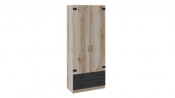 Шкаф для одежды комбинированный «Окланд» (Фон Черный/Дуб Делано) в Пушном - pushnoj.mebel54.com | фото