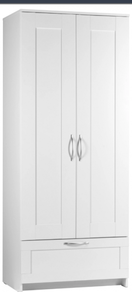 Шкаф двухдверный Сириус с 1 ящиком белый в Пушном - pushnoj.mebel54.com | фото