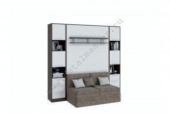 Шкаф-кровать с диваном БЕЛА с полкой ножкой в Пушном - pushnoj.mebel54.com | фото