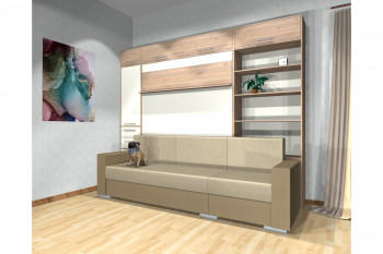 Шкаф-кровать с диваном Каролина в Пушном - pushnoj.mebel54.com | фото
