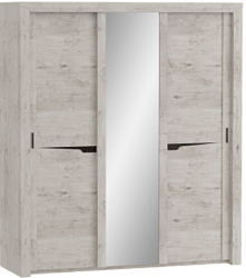 Шкаф трехдверный Соренто с раздвижными дверями Дуб бонифаций/Кофе структурный матовый в Пушном - pushnoj.mebel54.com | фото