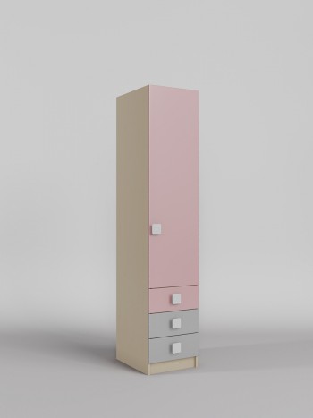 Шкаф угловой (секция с ящиками) Грэйси (Розовый/Серый/корпус Клен) в Пушном - pushnoj.mebel54.com | фото